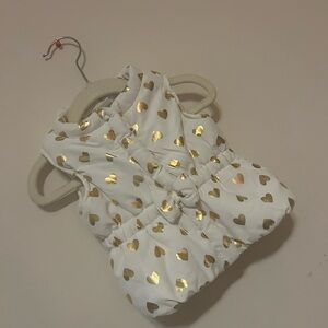Healthtex White Vest with Gold Hearts